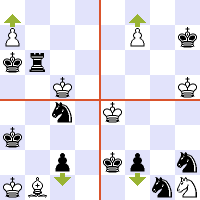 Schachdiagramm für Zeitnot - Motiv Umwandlung.